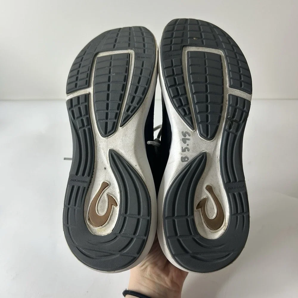 Olukai Kaholo Women's 7.5 Black Lace Up Casual Sneakers Tennis Walking FLAWS